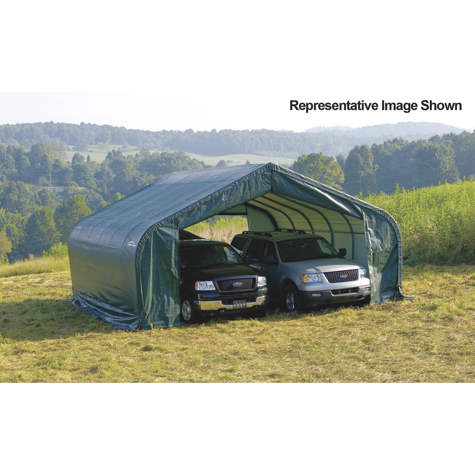 ShelterLogic Peak Style Double Wide Garage/Storage Shelter — 20ft.L x 22ft.W x 13ft.H